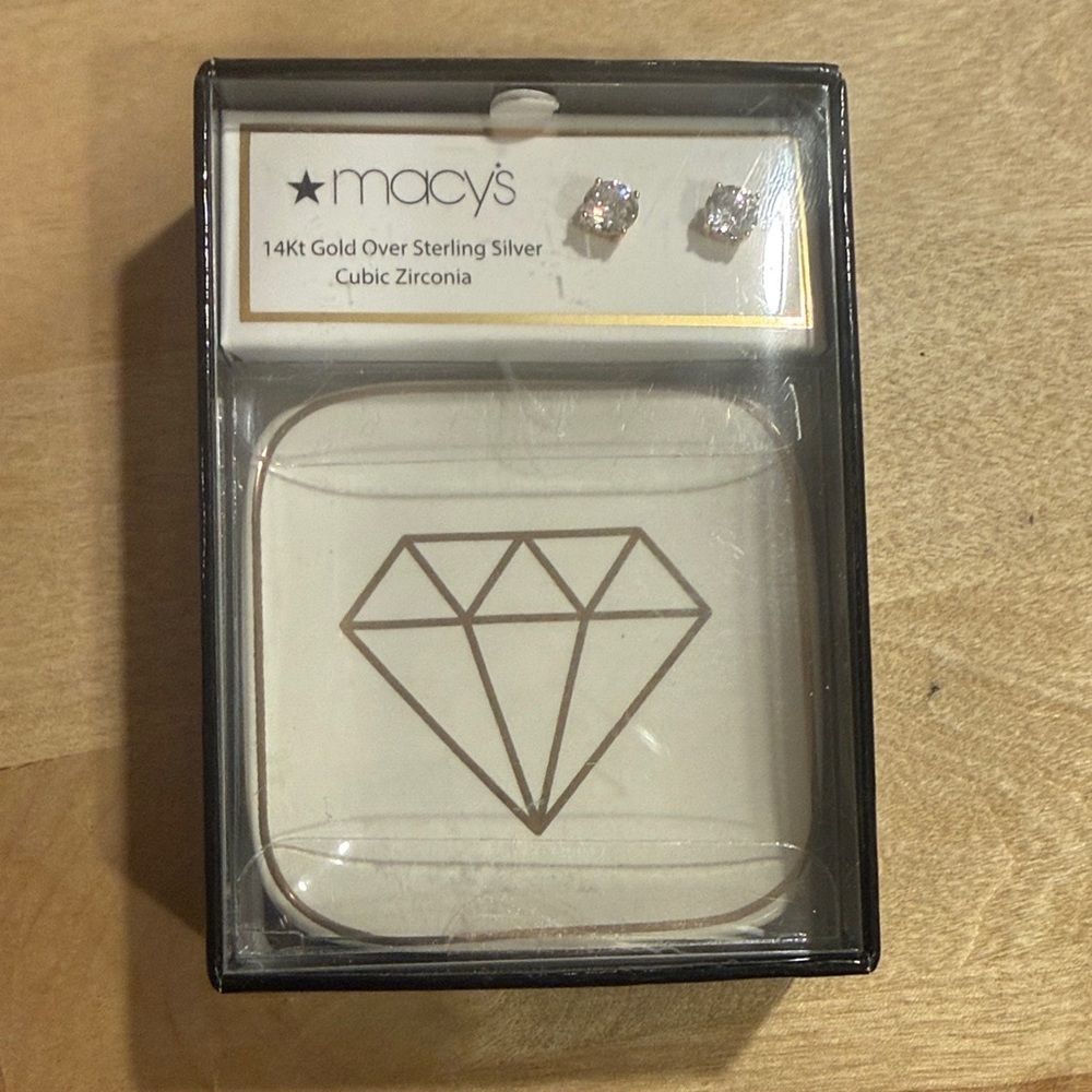 Macy's Silver Cubic Zirconia Stud Earrings